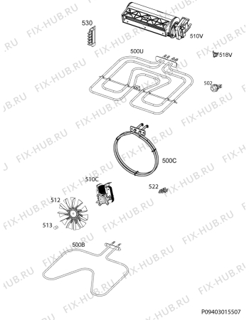 Взрыв-схема плиты (духовки) Electrolux EKI55551OX - Схема узла Electrical equipment